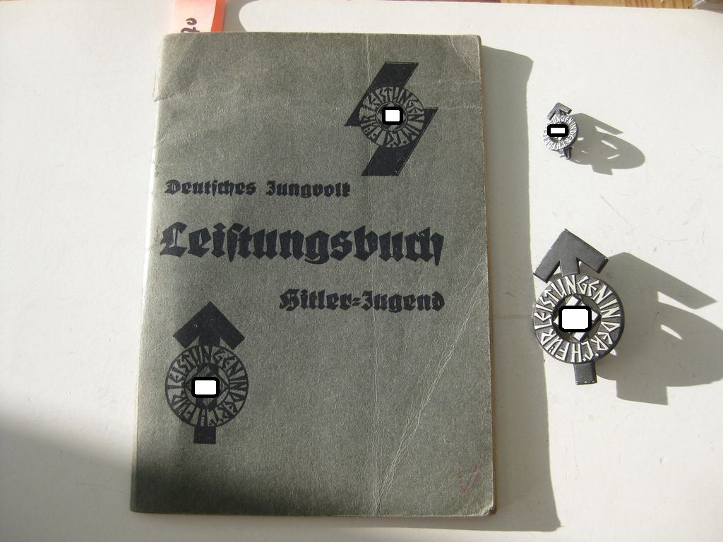 Hitlerjugend (HJ) Leistungsabzeichen in Eisen / Schwarz KOMPLETTES SET MIT Leistungsbuch NUMMERNGLEICH!!!!