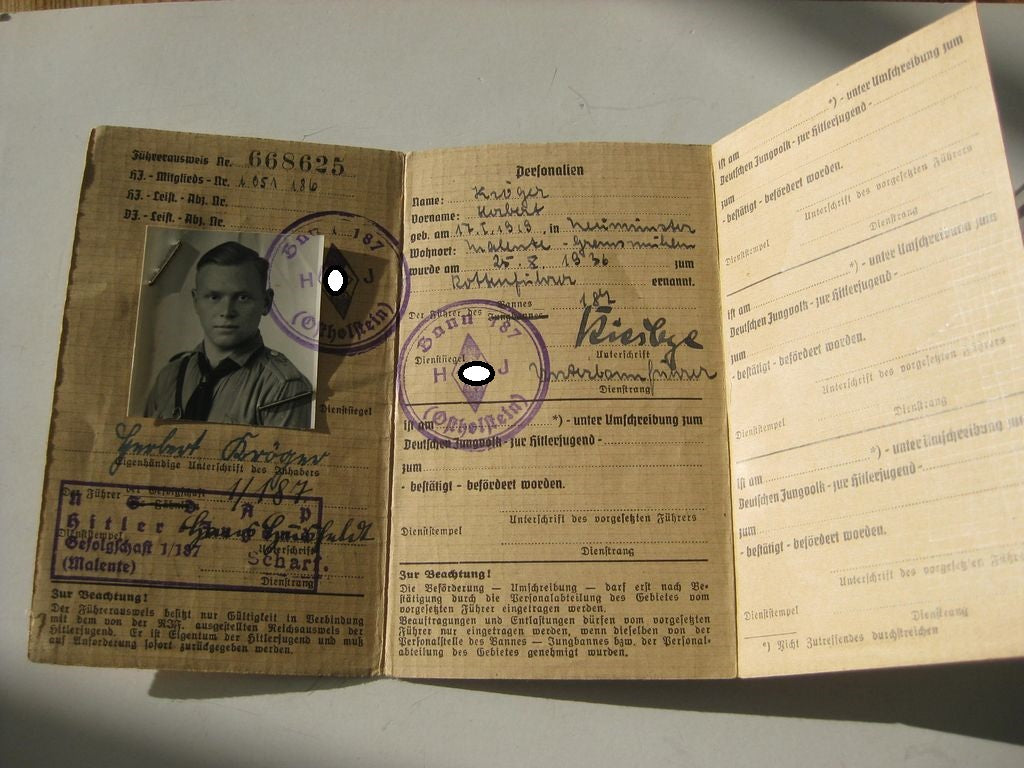 Mitgliedsausweis Hitlerjugend (HJ) - Führerausweis
