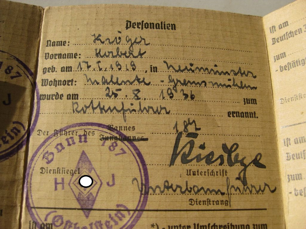 Mitgliedsausweis Hitlerjugend (HJ) - Führerausweis